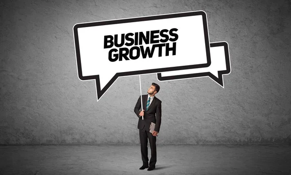 Fiatal Üzletember Alkalmi Holding Road Táblával Business Növekedés Felirattal Üzleti — Stock Fotó