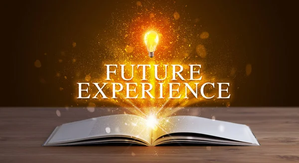 Future Experience Inscription Coming Out Open Book Educational Concept — Stock Photo, Image