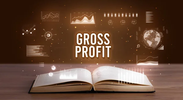 Gross Profit Felirat Jön Egy Nyitott Könyv Kreatív Üzleti Koncepció — Stock Fotó