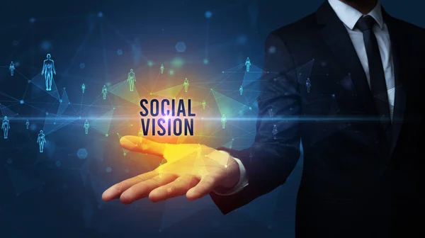 Elégante Main Tenant Vision Sociale Inscription Concept Réseautage Social — Photo