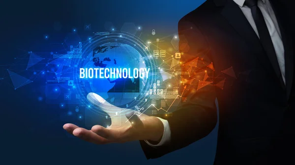 Elegancki Napis Biotechnologiczny Koncepcja Technologii Cyfrowych — Zdjęcie stockowe