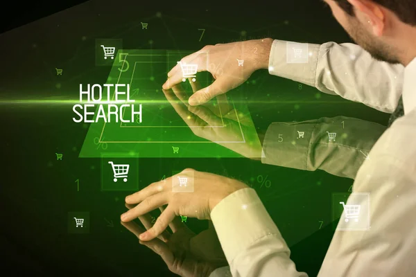Hotel Search 컨셉트 아이콘과 온라인 — 스톡 사진