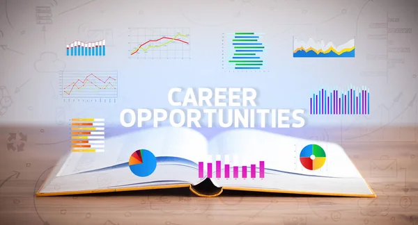 Öppen Bok Med Career Opportunities Inskription Affärsidé — Stockfoto