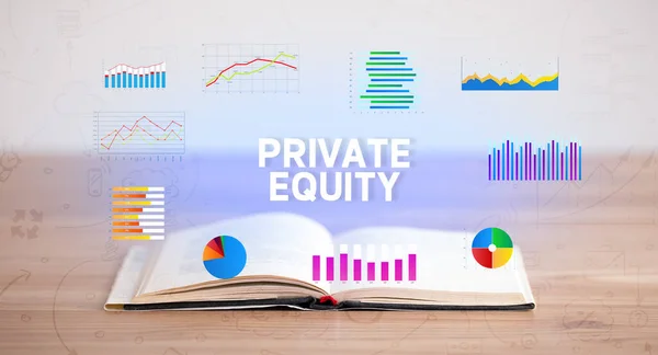 Open Book Private Equity Inscription New Business Concept — Stock Photo, Image