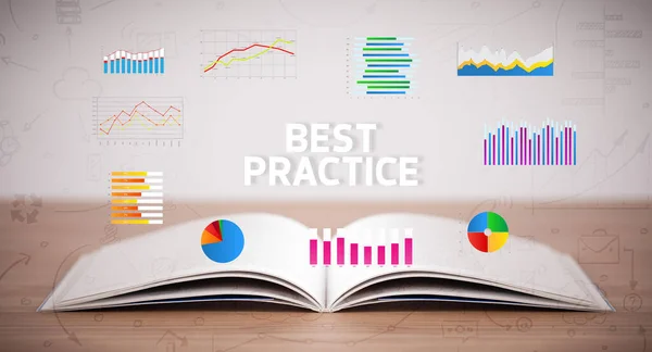 Otwarta Książka Napisem Best Practice Nowa Koncepcja Biznesowa — Zdjęcie stockowe