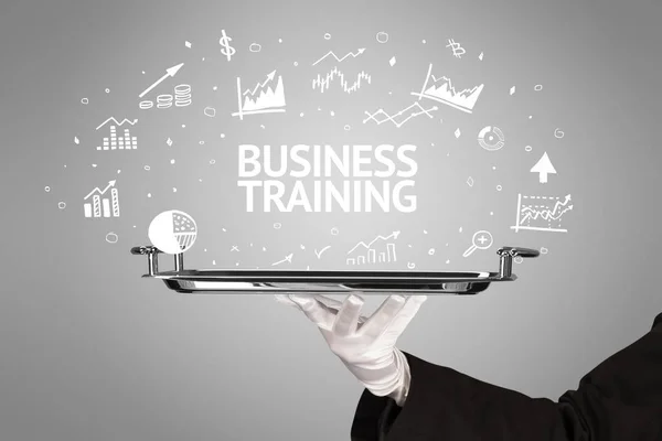 Ober Serveren Business Idee Concept Met Business Training Inschrijving — Stockfoto