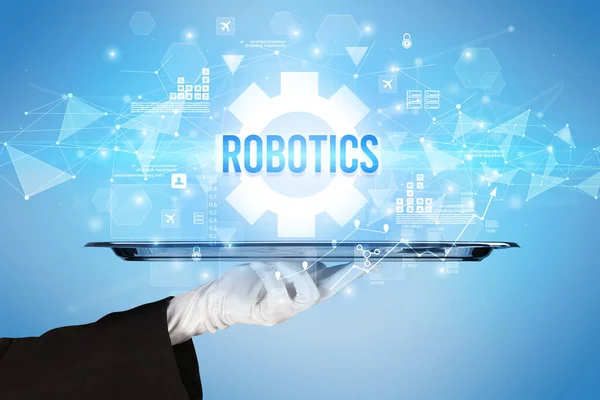 Serveur Service Nouveau Concept Technologique Avec Inscription Robotics — Photo
