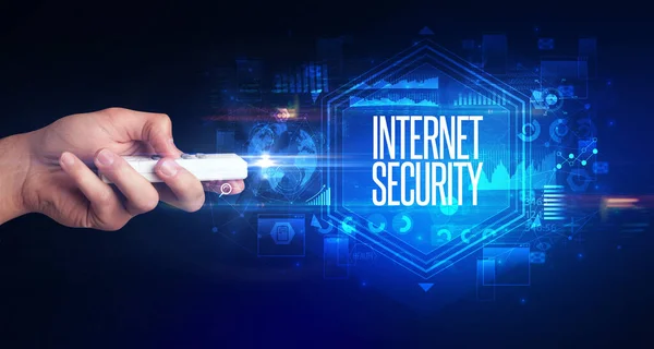 Беспроводная Периферия Надписью Internet Security Концепция Кибербезопасности — стоковое фото