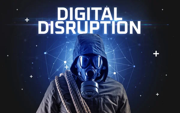Mysterious Hacker Digital Disruption Inscription Online Attack Concept Inscription Online — Stock Photo, Image