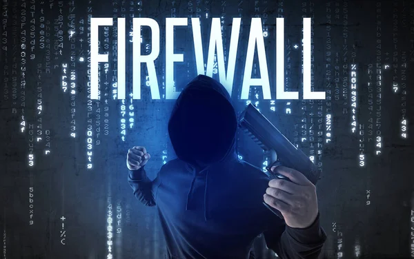 Arctalan Hacker Firewall Felirattal Hacker Koncepció — Stock Fotó