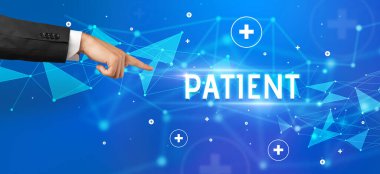 Hasta yazıtlarına, tıbbi kavramlara işaret eden kırpılmış ellerin yakın çekimi