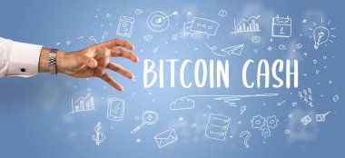BITCOIN CASH yazıtı, modern iş çözümleri kavramına yakın plan.