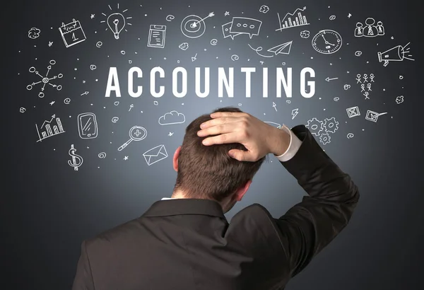 Tylny Widok Biznesmena Napisem Accounting Nowoczesna Koncepcja Biznesu — Zdjęcie stockowe