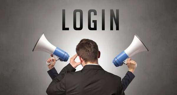 Login 사이버 개념을 사업가의 뒷모습 — 스톡 사진