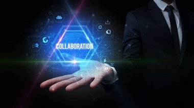 Erkek el ele tutuşması İşbirliği yazması, sosyal medya kavramı