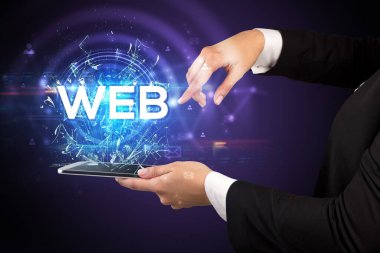 Web 'in kısaltması olan dokunmatik ekrana yakın çekim, modern teknoloji kavramı