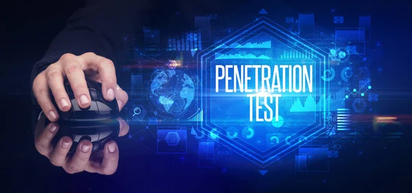 Périphérique Sans Fil Portatif Avec Inscription Penetration Test Concept Cybersécurité — Photo