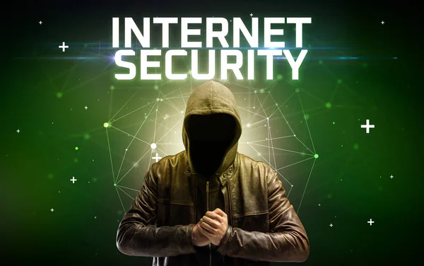 Mysterious Hacker Internet Security Inscription Online Attack Concept Inscription Online — Stock Photo, Image