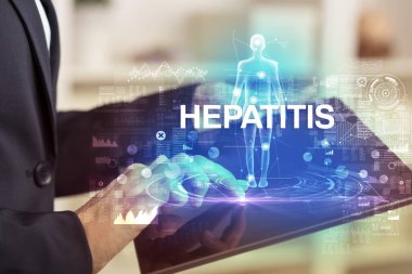 HEPATITIS yazıtlı elektronik tıbbi kayıt, tıbbi teknoloji konsepti