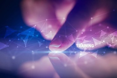 Eğitim yazısıyla tablete dokunmak, iş kavramı