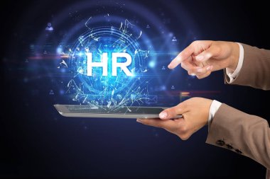 İnsan Kaynakları kısaltmalı dokunmatik ekran, modern teknoloji kavramı