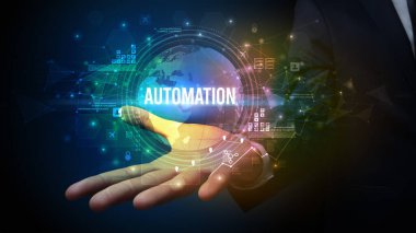 Zarif el ele tutuşması Otomasyon yazması, dijital teknoloji kavramı