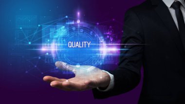 İnsan el ele tutuşması Kaliteli yazı, teknoloji konsepti