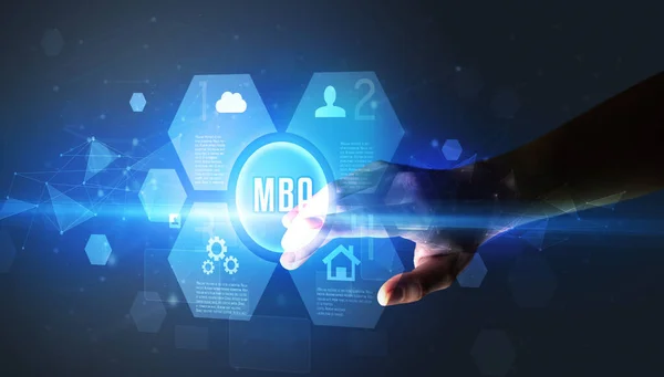 Hand Aanraken Mba Inscriptie Nieuwe Technologie Concept — Stockfoto
