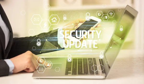 Security Update Inscription Laptop Internet Security Data Protection Concept Blockchain — Stock Photo, Image