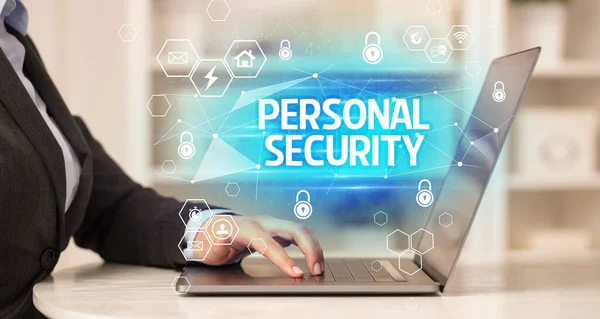 Personal Security Inscription Laptop Internet Security Data Protection Concept Blockchain — Stock Photo, Image