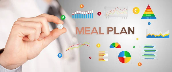 Nutritionist Giving You Pill Meal Plan Inscription Healthy Lifestyle Concept — Stock Photo, Image