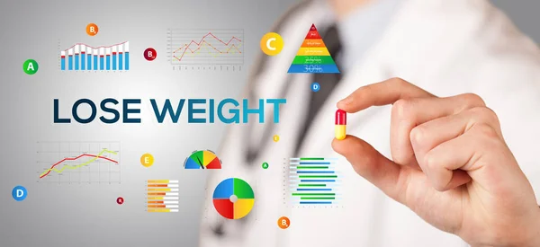 Nutritionist Giving You Pill Lose Weight Inscription Healthy Lifestyle Concept — Stock Photo, Image