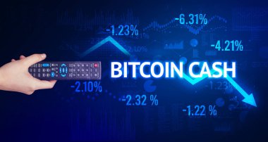 BITCOIN CASH yazıtlı, modern iş konsepti olan kablosuz kablosuz ağ.