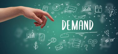 DEMAND yazıtlarına işaret eden kırpılmış ellerin yakın çekimi, modern iş çözümleri kavramı