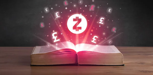 Open Book Zcash Icons Currency Exchange Concept — Stock Photo, Image
