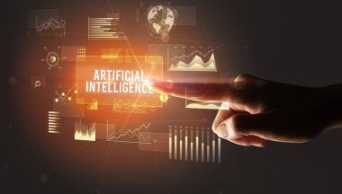 El ele tutuşmalar, sanatsal yazılar, yeni iş teknolojisi kavramı.