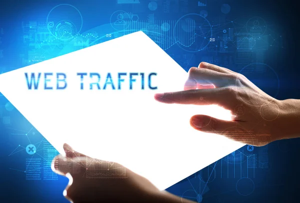 Tablica Futurystyczna Napisem Web Traffic Koncepcja Nowej Technologii — Zdjęcie stockowe