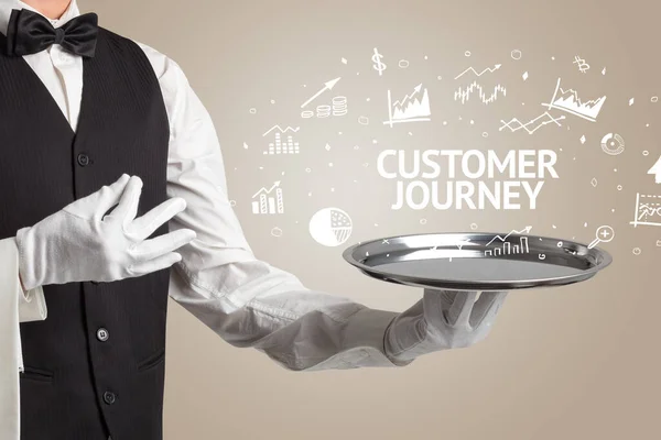 Waiter Serving Business Idea Concept Customer Journey Inscription — Stock Photo, Image