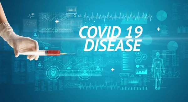 Шприц Вирусной Вакциной Надписью Covid Disease Концепция Противоядия — стоковое фото