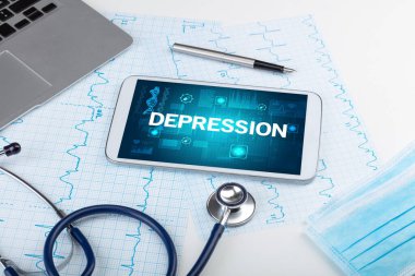 DEPRESSION yazıtları, önleme kavramı ile tablet pc ve tıbbi malzeme