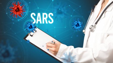 Doktor SARS yazıtlı bir reçete yazar, salgın konsepti