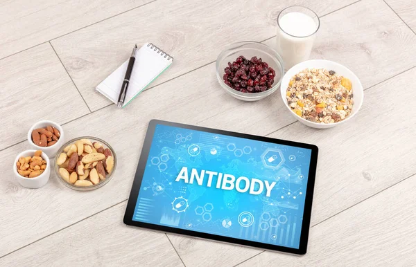 Healthy Tablet Compostion Antibody Inscription Immune System Boost Concept — Stock Photo, Image