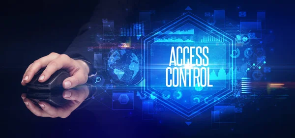Handhalterung Drahtlose Peripherie Mit Access Control Beschriftung Cyber Sicherheitskonzept — Stockfoto