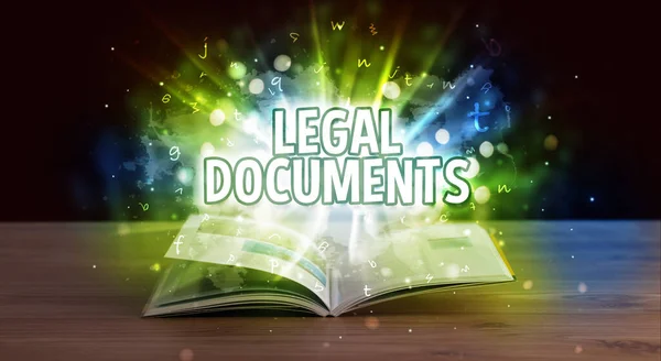 Právní Dokumenty Nápis Vychází Otevřené Knihy Vzdělávací Koncepce — Stock fotografie