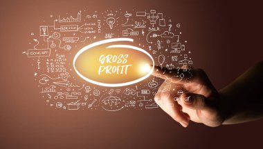 Gross Profit yazıtı, el çizimi simgeleri, iş planı konsepti