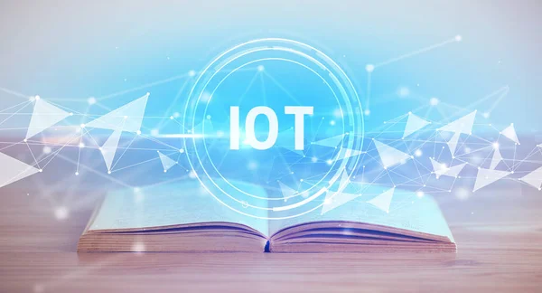 Open Book Iot Abbreviation Modern Technology Concept — Stock Photo, Image