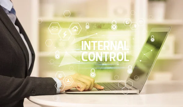 Internal Control Inscription Laptop Internet Security Data Protection Concept Blockchain — Stock Photo, Image