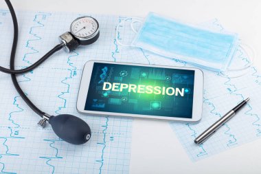 DEPRESSION yazıtları, önleme kavramı ile tablet pc ve tıbbi malzeme