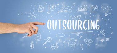 OutTSOURCING yazıt, modern iş çözümleri kavramına yakın çekim