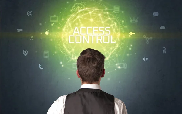 Taustakuva Liikemies Access Control Kirjoitus Online Turvallisuus Käsite — kuvapankkivalokuva